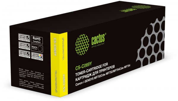  Cactus CS-C069Y 069  1900  Canon i-SENSYS MF752Cdw MF752 MF754Cdw MF754